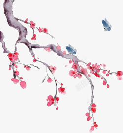 桃花和蝴蝶素材