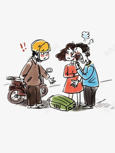 生气的人png免抠素材_新图网 https://ixintu.com 卡通 安全帽 手绘 摩托车 行李箱
