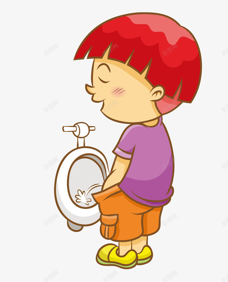 男孩上厕所png免抠素材_新图网 https://ixintu.com 上厕所 卡通 可爱 男孩