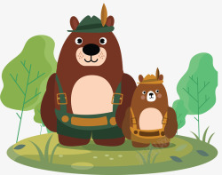 棕色的背包卡通棕色小熊野营矢量图高清图片