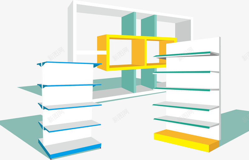 货架矢量图eps免抠素材_新图网 https://ixintu.com 便利店 商店 货架 超市 矢量图