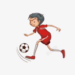 足球动作打足球的卡通男孩高清图片