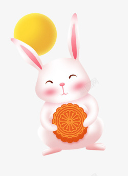月饼节月亮中秋中秋节的月亮兔子与月饼高清图片