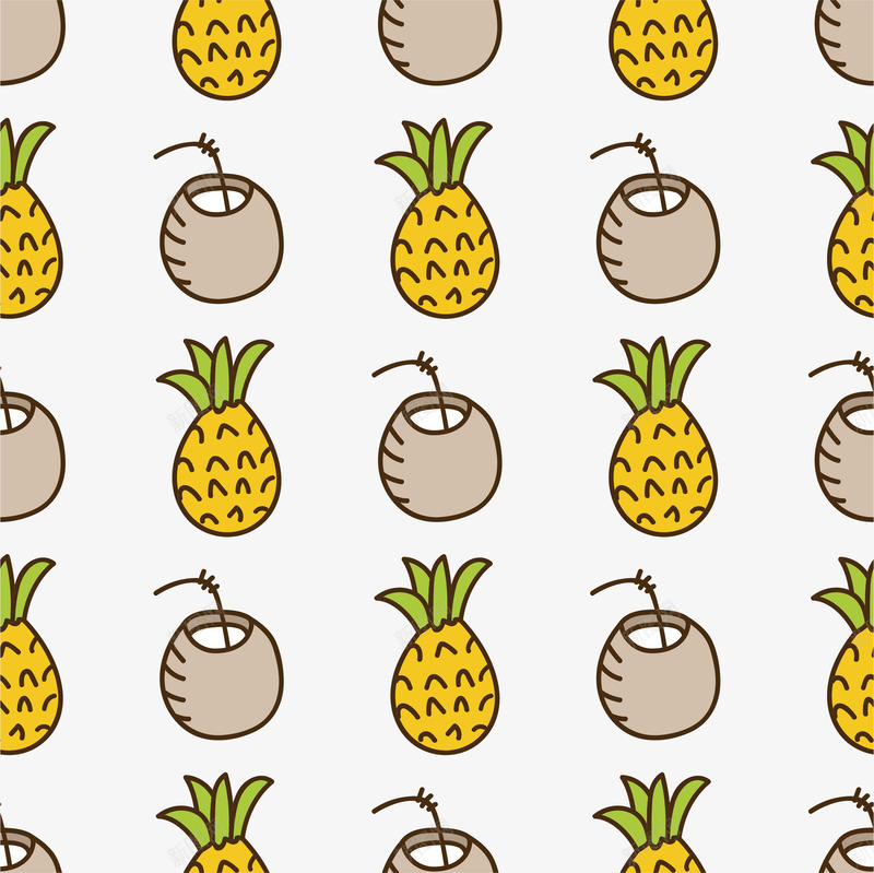菠萝背景png免抠素材_新图网 https://ixintu.com 创意 卡通 可爱 彩色 手绘的 矢量的 简单 菠萝
