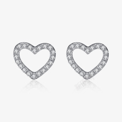 爱心耳钉银耳饰锆石钻石素材