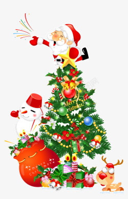 雪人圣诞树圣诞节装饰矢量图高清图片