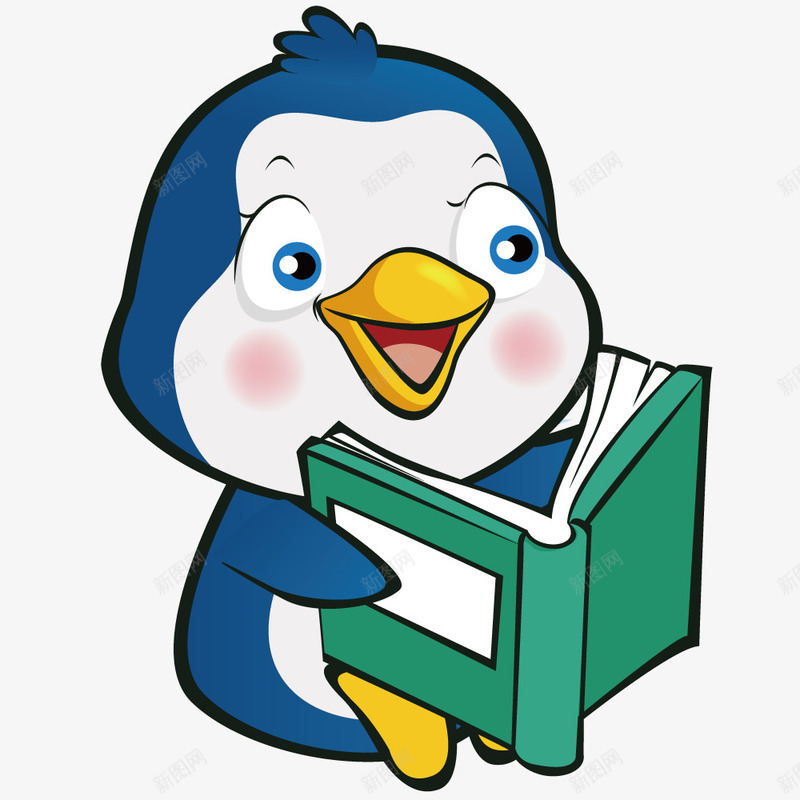看书的企鹅矢量图ai免抠素材_新图网 https://ixintu.com 书籍 企鹅 动物 卡通 学习 看书 矢量图