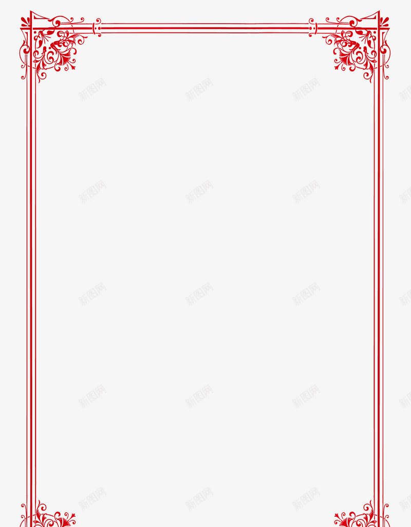 简单红色中国风边框png免抠素材_新图网 https://ixintu.com 中国风 简单 红色 边框