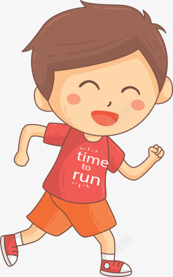 马拉松跑步的小男孩素材