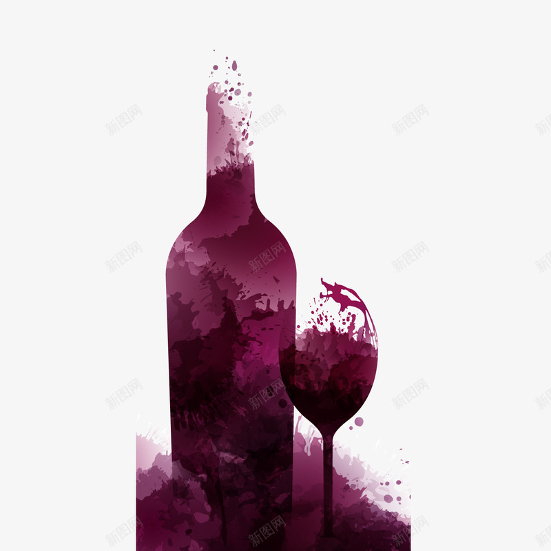 彩绘葡萄酒矢量图ai免抠素材_新图网 https://ixintu.com 水彩绘 紫色 红酒 红酒杯 葡萄酒 饮品 矢量图