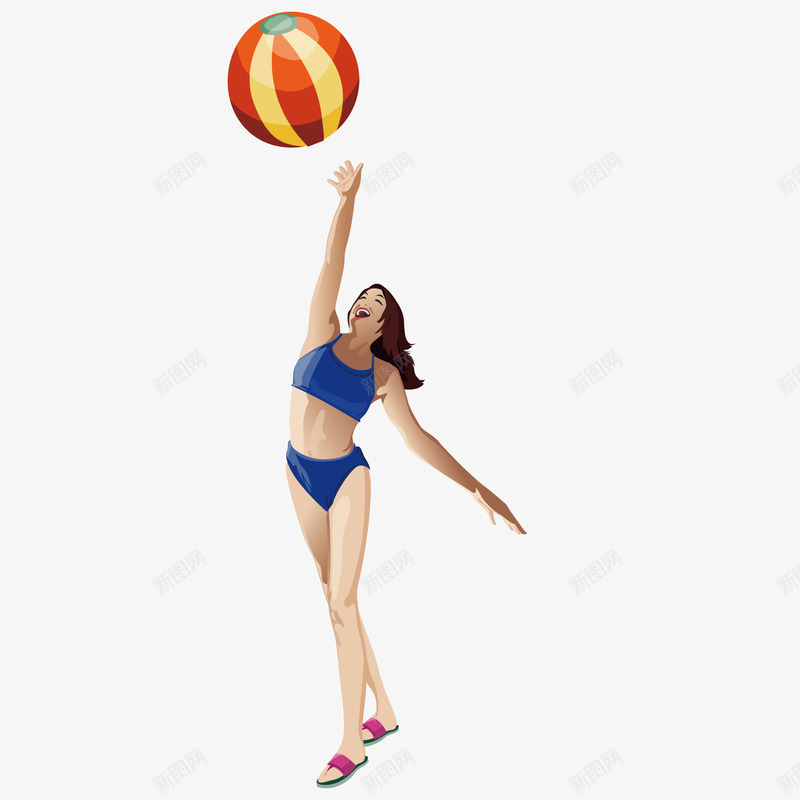 沙滩排球png免抠素材_新图网 https://ixintu.com 卡通 女孩 排球