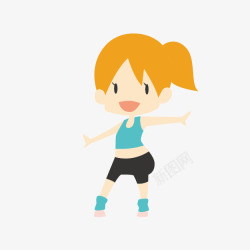 健身的小女孩人物剪影素描卡通健身健身高清图片
