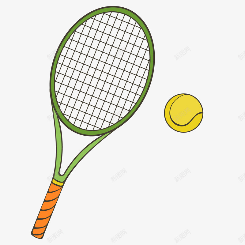 卡通网球比赛网球拍png免抠素材_新图网 https://ixintu.com 比赛 球类运动 网球 网球拍 网球比赛
