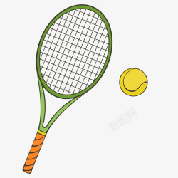 卡通网球比赛网球拍素材