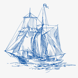 航海蓝色航海捕鱼帆船元素矢量图高清图片
