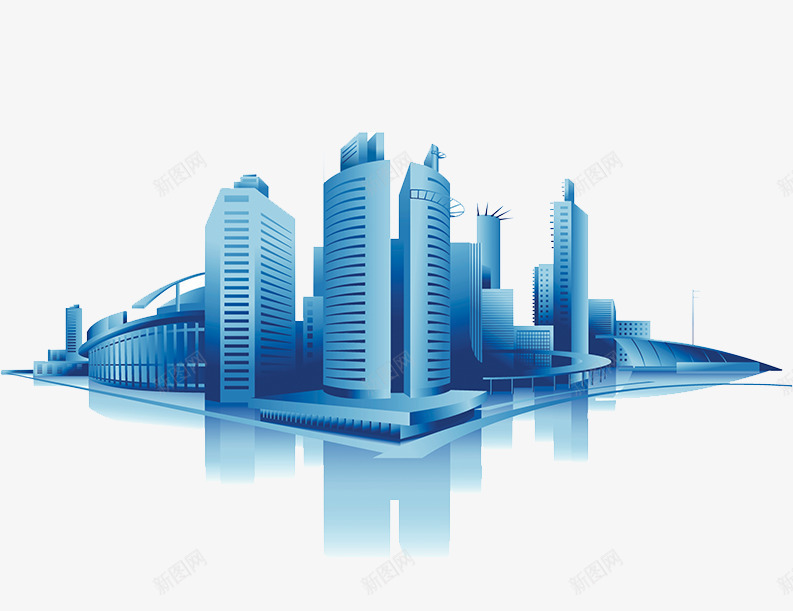 蓝色商务大厦png免抠素材_新图网 https://ixintu.com 企业大厦 公司大楼 写字楼 城市 建筑物 金融