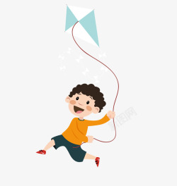 放风筝的小男孩可爱人物插图放风筝的小男孩高清图片