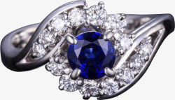 矢量水晶珠宝素材蓝色水晶珠宝钻戒高清图片