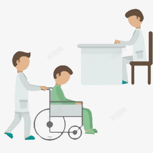 医生与患者png免抠素材_新图网 https://ixintu.com 卫生 安全 插画 治疗 轮椅
