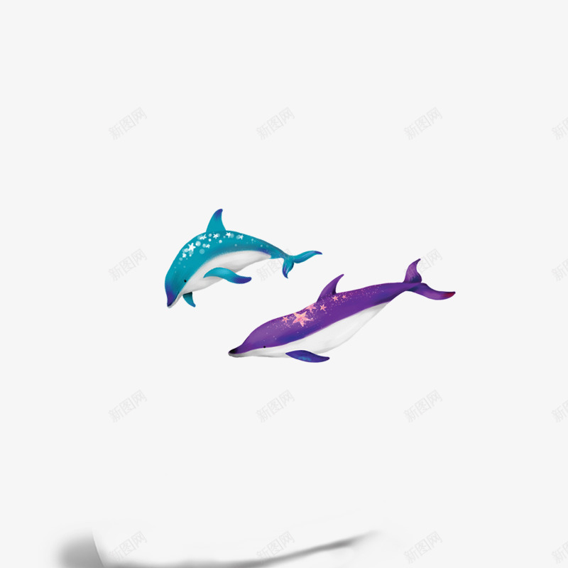 海豚psd免抠素材_新图网 https://ixintu.com 元素 卡通素材 图案 海底素材 海豚 装饰