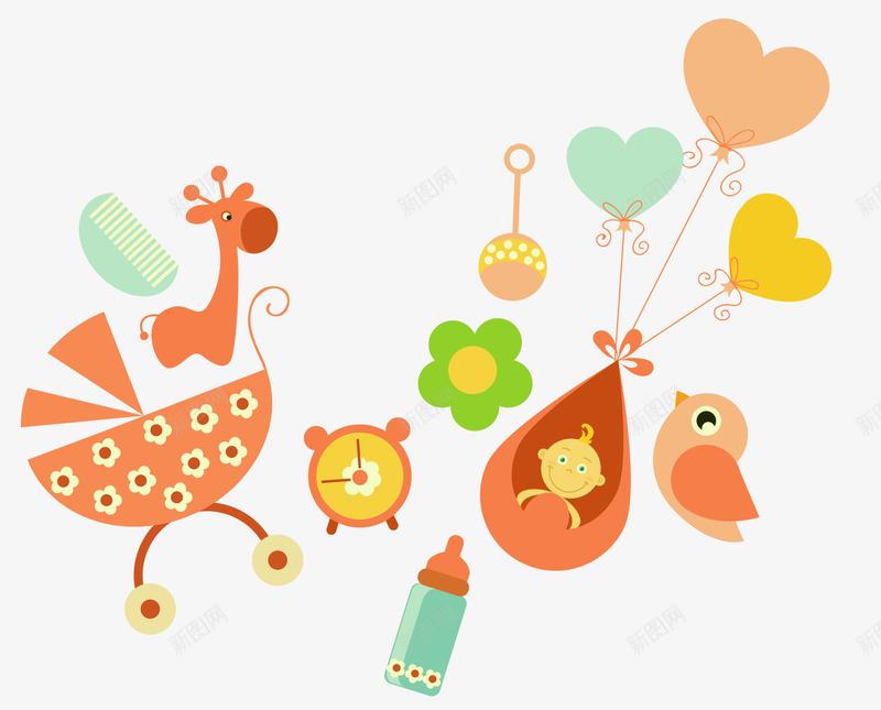 卡通母婴用品png免抠素材_新图网 https://ixintu.com 奶瓶 婴儿 婴儿床 孕妇 宝宝 母婴 母婴用品 玩具