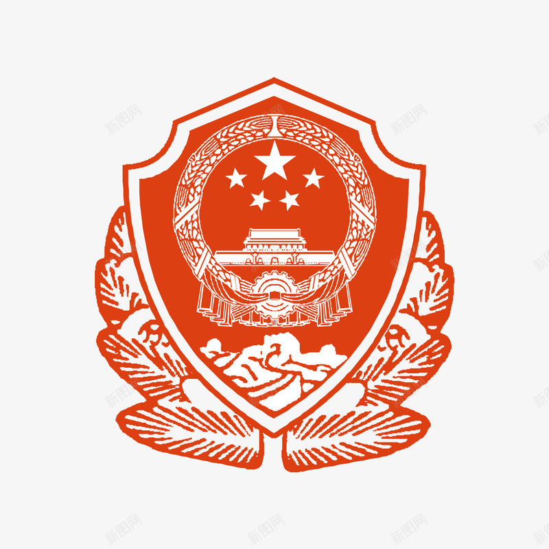 红色五角星国徽印章logo标志图标png_新图网 https://ixintu.com logo标志 五角星 庄严 红色 纹理 质感 麦穗