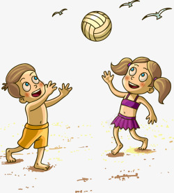 卡通可爱小人沙滩排球素材