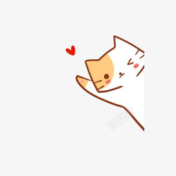 打招唿的小猫手绘卡通可爱打招呼的小猫咪高清图片