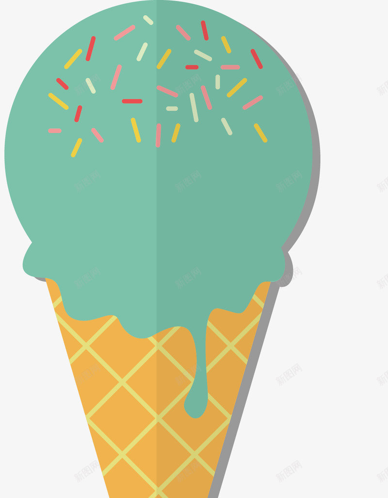 扁平化冰淇淋png免抠素材_新图网 https://ixintu.com 扁平化冰淇淋夏天食物