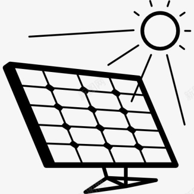 太阳能电池板在阳光图标图标