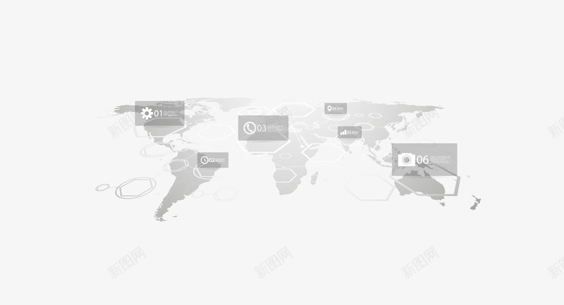 灰色空间感世界地图png免抠素材_新图网 https://ixintu.com 世界地图素材 灰色世界地图 矢量世界地图 空间感世界地图