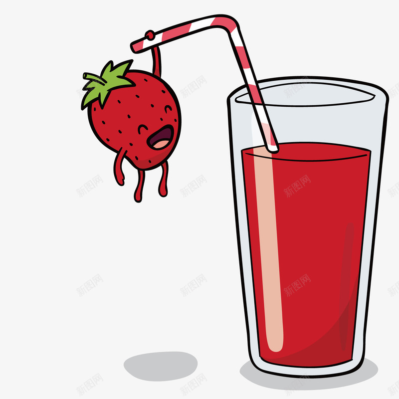 草莓汁png免抠素材_新图网 https://ixintu.com 卡通 吸管 夏天 手绘