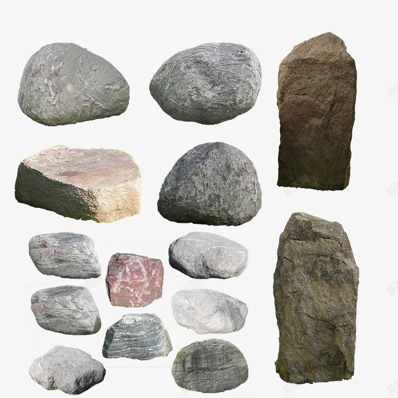 石头岩石png免抠素材_新图网 https://ixintu.com 圆形石头 断层岩石 灰色石头 长条形石头