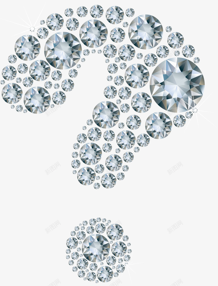 钻石组成的问号png免抠素材_新图网 https://ixintu.com 创意问号 卡通问号 钻石 钻石问号 问号