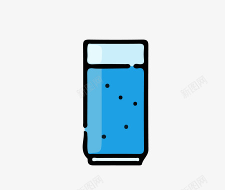 蓝色玻璃水杯图标图标