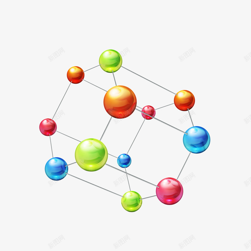 彩色化学分子矢量图ai免抠素材_新图网 https://ixintu.com 分子 化学 彩色 生物 结构 矢量图