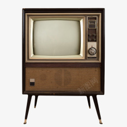 古董电视机棕色桌子式电视机一体机古代器物高清图片
