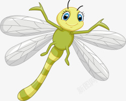 绿色蜻蜓绿色蜻蜓卡通插画矢量图高清图片
