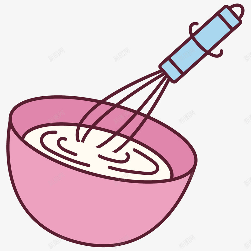 卡通打蛋器与碗图png免抠素材_新图网 https://ixintu.com 制作流程 卡通 打蛋器 搅拌 甜品 碗 粉色 美食制作