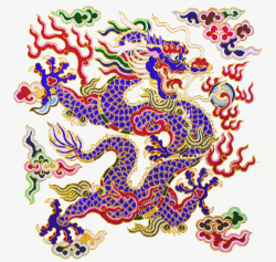 中国画蓝色龙纹印章素材