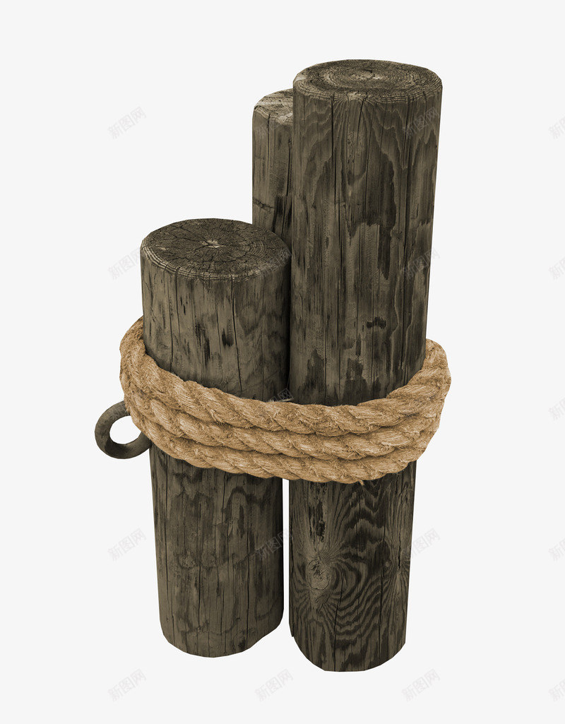 木桩绳子png免抠素材_新图网 https://ixintu.com 木头 木桩 棕色木桩 绳子 麻绳