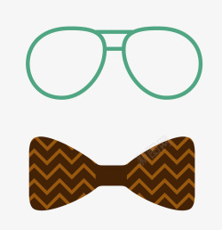 文艺眼镜棕色领结矢量图素材