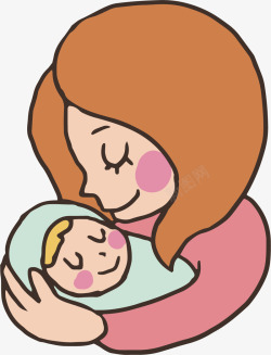 棕色长头发抱着孩子的母亲矢量图高清图片