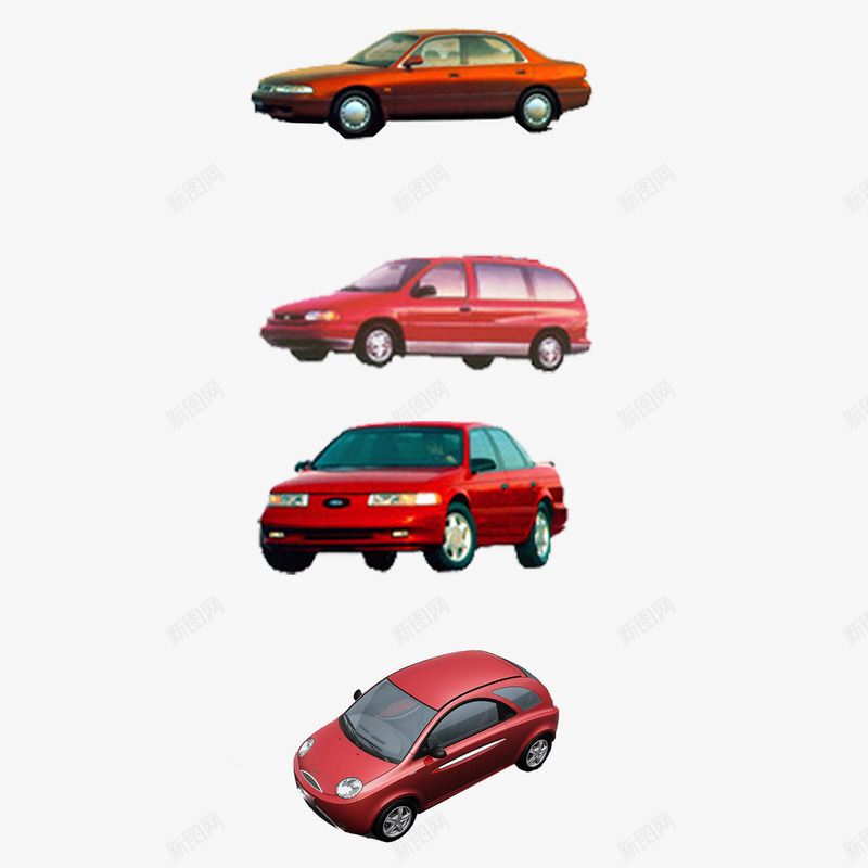 红色轿车一排汽车png免抠素材_新图网 https://ixintu.com 一排汽车 商务车 安全 快速 红色 轿车