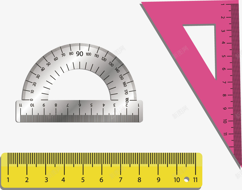 手绘格尺矢量图ai免抠素材_新图网 https://ixintu.com 三角板 尺子 手绘 文具 格尺 直尺 矢量图