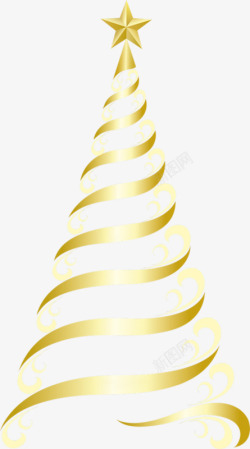 简单的圣诞树金色圣诞树高清图片