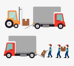 装卸工人产品货车运送高清图片