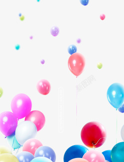 彩色照片墙气球漂浮背景高清图片