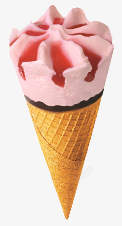 榴莲味冰激凌粉红色的甜筒高清图片