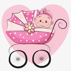 粉色推车推车里的宝宝高清图片